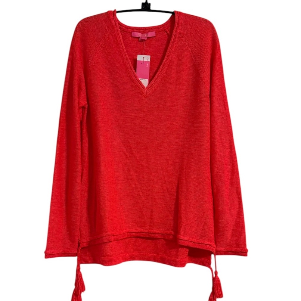 Lilly Pulitzer Jody V Neck Sweater (Spicy Coral) (NWT) (Size: Small)